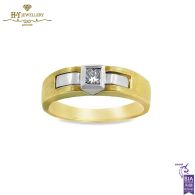 Yellow & White Gold Princess Cut Diamond Ring - 0.25 ct