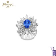 White Gold Oval Cut Tanzanite & Marquise with Brilliant Cut Diamond Ring - 3.82ct