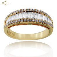 Rose Gold Baguette & Brilliant Cut Diamond Half Eternity Ring - 0.57ct