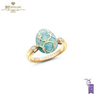 Fabergé Heritage Yellow Gold Diamond & Turquoise Guilloché Enamel Egg Ring 