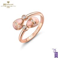  Fabergé Heritage Rose Gold Diamond & Pink Guilloché Enamel Crossover Ring