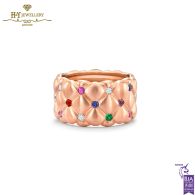  Fabergé Treillage Brushed Rose Gold & Multicoloured Gemstone Set Grande Ring