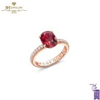 Fabergé Colours of Love Rose Gold No Heat Ruby Fluted Ring with Diamond Shoulders