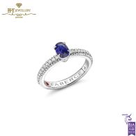 Fabergé Colours of Love White Gold Blue Sapphire Fluted Ring with Diamond Shoulders