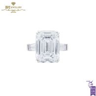 Graff  Emerald Cut Diamond Promise Ring with  Tapered Baguette Diamond Shoulders - 14.19ct