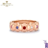 Fabergé Rose Gold Multi Coloured Gemstone Faberge Treillage Brushed Ring 