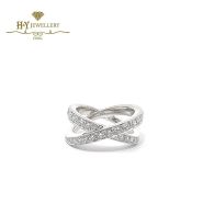 White Gold X Design Half Pave Diamond Ring  -1.22ct