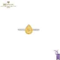 Yellow Gold Pear & Brilliant Cut Fancy Yellow & White Diamond Ring - 0.77ct