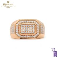 Block Mens Ring Round Cut Diamond Rose Gold - 0.92ct