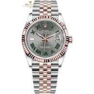 Rolex Datejust Steel & Rose Gold  "Wimbledon" Slate Roman Dial & Fluted Bezel - ref 126331 