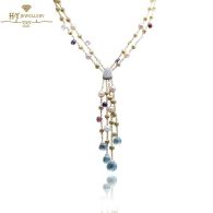 Yellow Gold Diamond & Multicolored Gemstones Necklace & Earrings Marco Bicego Set - 0.80 ct