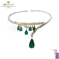 White & Yellow Gold Mix Cut Diamond & Pear Cut Emerald Set - 59.04ct