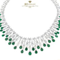 White Gold Mix Cut Diamond & Pear Cut Emerald  Set - 64.74ct