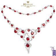 Platinum Pear & Oval Cut Ruby with Brilliant Cut Diamond Set - 91.39ct