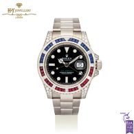 Rolex GMT-Master II Steel Aftermarket Diamonds with Rubies & Sapphires - ref 116710LN