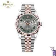 Rolex Datejust Steel & Rose Gold  "Wimbledon" Slate Roman Dial & Fluted Bezel - ref 126331 