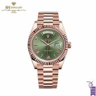 Rolex Day-Date Everose Gold Olive Green Dial -ref 228235