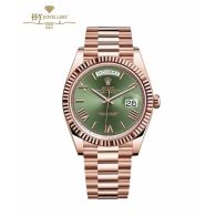 Rolex Day-Date Everose Gold Olive Green Dial -ref 228235