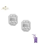 White Gold Mix Cut Diamond Earrings - 1.58 ct