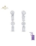 White Gold Mixed Cut Diamond Earrings - 4.92 ct