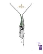 White Gold Brilliant Cut Peridot & Diamond Necklace - 0.64 ct