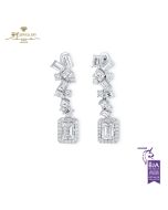 White Gold Mix Cut Diamond Earrings - 5.74ct