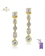 Yellow Gold Mixed Cut Diamond Earrings - 7.00ct 