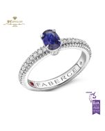 Fabergé Colours of Love White Gold Blue Sapphire Fluted Ring with Diamond Shoulders