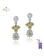 White Gold Mix Cut Fancy & Colorless Diamond Earrings - 2.03ct