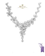 White Gold Brilliant Cut Diamond Pear Design Lily of The Valley Necklace - 13.56ct