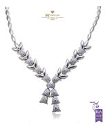 White Gold Brilliant Cut Diamond Tulip Shape Necklace - 3.80ct