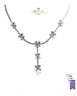 White Gold Brilliant Cut Diamond Flower Design Necklace - 1.01ct