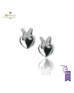 White Gold Brilliant Cut Diamond Heart Stud Earrings - 0.69 ct