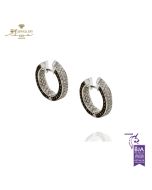 White Gold Brilliant Cut Cognac & Colorless Diamond Earrings - 3.94 ct