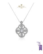 White Gold Mix Cut Diamond Flower Pendant - 1.31ct