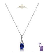 White Gold Oval Cut Tanzanite & Brilliant Cut Diamond Necklace - 2.09 ct