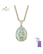 Fabergé Heritage Yellow Gold Diamond & Turquoise Guilloché Enamel Petite Egg Pendant Heritage