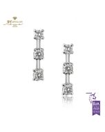 White Gold Triple Brilliant Cut Diamond Earrings - 0.69ct