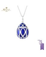 Fabergé Heritage Palais White Gold Diamond & Royal Blue Guilloché Enamel Egg Pendant