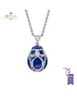 Fabergé Heritage Palais White Gold Diamond & Royal Blue Guilloché Enamel Petite Egg Pendant