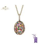 Fabergé Emotion Yellow Gold Multicoloured Gemstone Egg Pendant