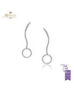 White Diamond Brilliant Cut Diamond Drop Circle Earrings - 0.90 ct