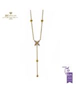 Yellow Gold Brilliant Cut Diamond Flower Droplet Necklace - 0.29 ct 