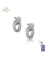 White Gold Brilliant Cut Diamond Sweeping Stud Earrings -1.49ct