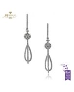 White Gold Brilliant Cut Diamond Drop Earrings - 0.88ct