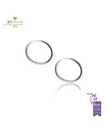 White Gold Brilliant Cut Black Onyx Hoop Earrings 