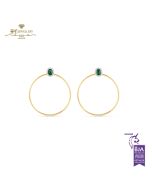 House Of Meraki Mahin Earrings-Yellow Gold Oval Cut Emerald & Diamond - 2.60ct