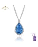 White Gold Pear Cut Large Spinel & Brilliant Cut Diamond Necklace - 41.00 ct