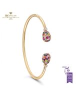 Fabergé Emotion Yellow Gold Multicoloured Gemstone Open Bracelet