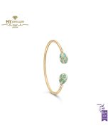 Fabergé Heritage Yellow Gold Diamond & Turquoise Guilloche Enamel Open Bracelet